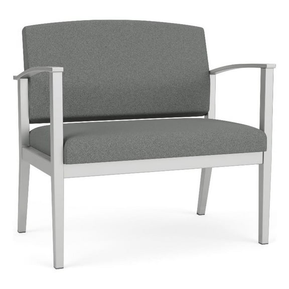 Amherst Steel Reception Waiting Bariatric Chair / Silver Steel / Light Gray