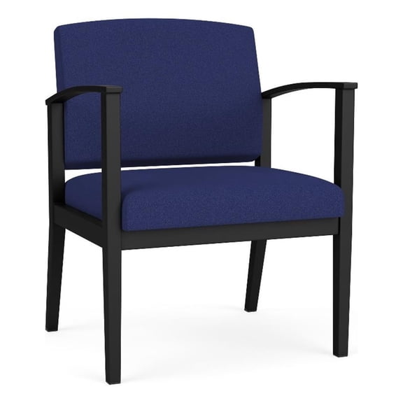 Amherst Steel Reception Waiting Oversize Guest Chair / Black Steel / Blue