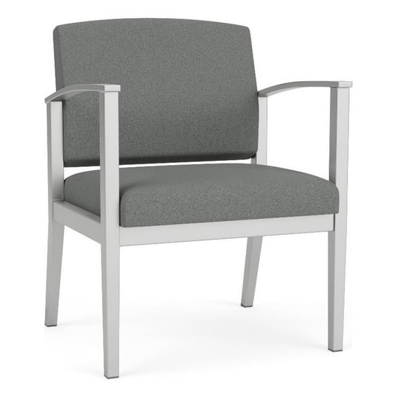 Amherst Steel Reception Waiting Oversize Guest Chair / Silver Steel / Light Gray