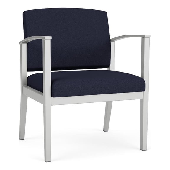 Amherst Steel Reception Waiting Oversize Guest Chair / Silver Steel / Navy Blue