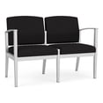 thumbnail image 1 of Amherst Steel Reception Waiting Room 2-Seat Chair / Silver Steel / Black, 1 of 3