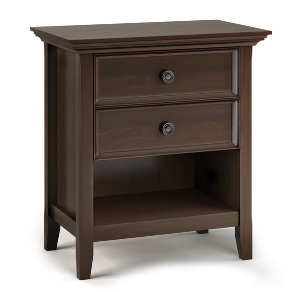 Amherst 24 inch Wide Solid Wood Transitional Bedside Table in Natural Aged Brown