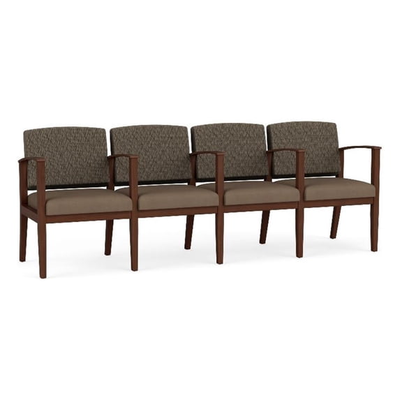 Amherst Wood Reception 4 Seat Tandem Seating / Walnut Wood / Brown / Brown