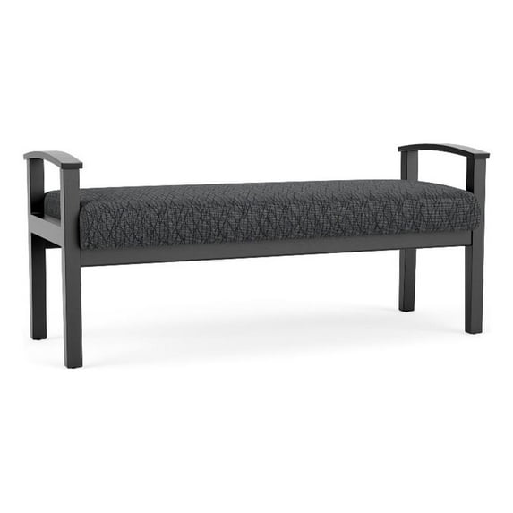 Amherst Wood Reception Waiting 19" 2 Seat Bench / Black Wood / Dark Gray