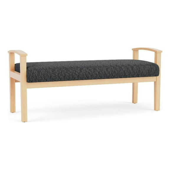 Amherst Wood Reception Waiting 19" 2 Seat Bench / Natural Wood / Dark Gray