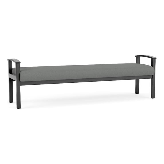 Amherst Wood Reception Waiting 19" 3 Seat Bench / Black Wood / Light Gray