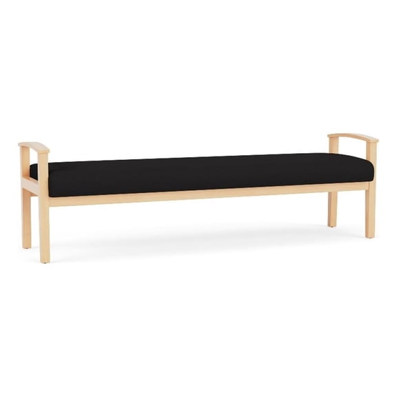 Amherst Wood Reception Waiting 19" 3 Seat Bench / Natural Wood / Black