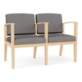 thumbnail image 1 of Amherst Wood Reception Waiting 2 Seat Tandem Seating / Natural Wood / Light Gray, 1 of 5