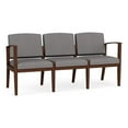 thumbnail image 1 of Amherst Wood Reception Waiting 3-Seat Chair / Walnut Wood / Light Gray, 1 of 5