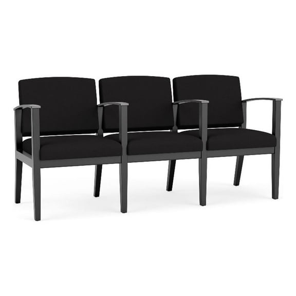 Amherst Wood Reception Waiting 3 Seat Tandem Seating / Black Wood / Black