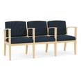 thumbnail image 1 of Amherst Wood Reception Waiting 3 Seat Tandem Seating / Natural Wood / Blue, 1 of 5