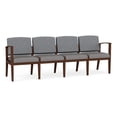 thumbnail image 1 of Amherst Wood Reception Waiting 4-Seat Chair / Walnut Wood / Gray / Gray, 1 of 5