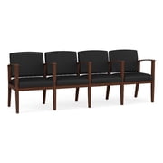 Amherst Wood Reception Waiting 4 Seat Tandem Seating / Walnut Wood / Black