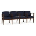 thumbnail image 1 of Amherst Wood Reception Waiting 4 Seat Tandem Seating / Walnut Wood / Navy Blue, 1 of 5