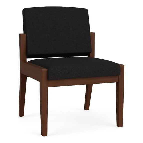 Amherst Wood Reception Waiting Armless Guest Chair / Walnut Wood / Black