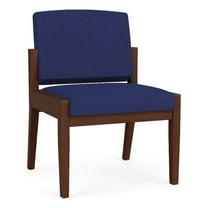 Amherst Wood Reception Waiting Armless Guest Chair / Walnut Wood / Blue