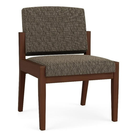 Amherst Wood Reception Waiting Armless Guest Chair / Walnut Wood / Brown