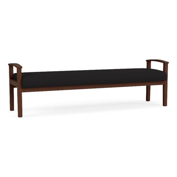 Amherst Wood Reception Waiting Room 19" 3 Seat Bench / Walnut Wood / Black