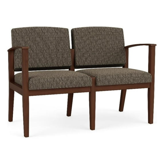 Amherst Wood Reception Waiting Room 2-Seat Chair / Walnut Wood / Brown