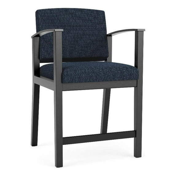 Amherst Wood Reception Waiting Room Healthcare Hip Chair / Black Wood / Blue