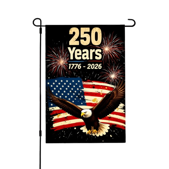 Amhnf 250 Years America Independence Day Flag With Eagle And Fireworks Design For Home Outdoor Garden Yard Decor 12x18 inch