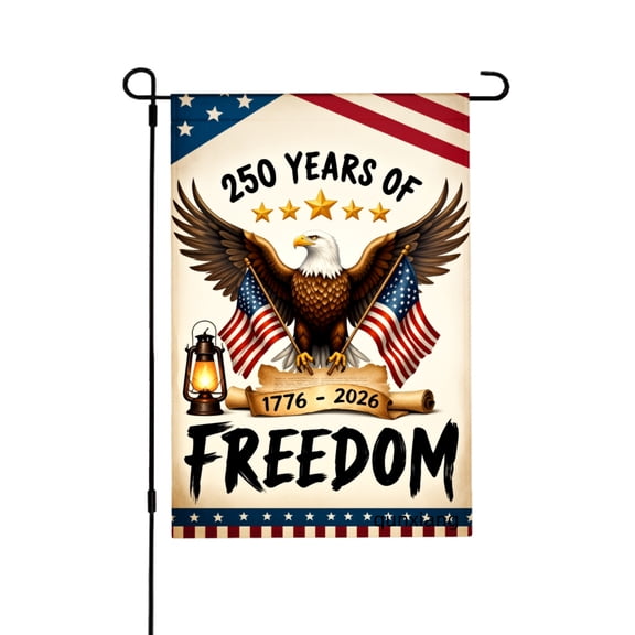 Amhnf 250 Years Of Freedom American Eagle Flag With Lantern And Usa Flags 1776 2026 For Home Outdoor Garden Yard Decor 12x18 inch