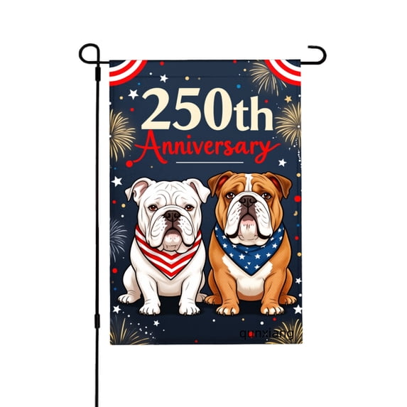 Amhnf 250th Anniversary Bulldogs Patriotic Garden Flag For Home Outdoor Garden Yard Decor 12x18 inch