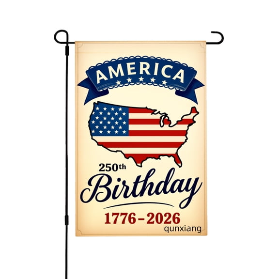 Amhnf America 250th Birthday 1776 2026 Usa Map Flag Linen Garden Flag For Home Outdoor Garden Yard Decor 12x18 inch