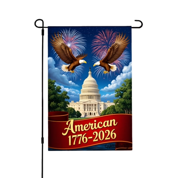 Amhnf American Eagle Fireworks Capitol Building 1776 2026 Independence Day Flag For Home Outdoor Garden Yard Decor 12x18 inch