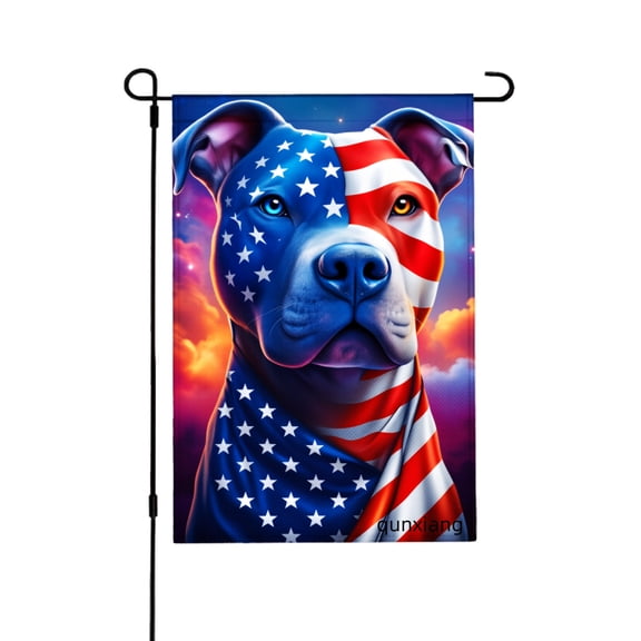 Amhnf American Flag Pitbull Dog Garden Flag For Home Outdoor Garden Yard Decor 12x18 inch