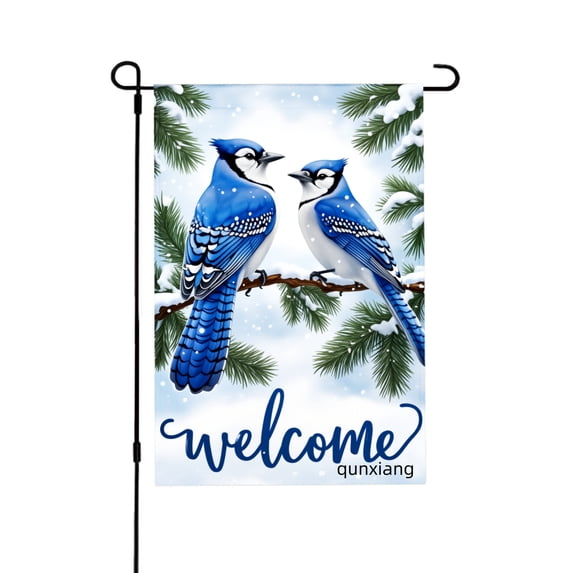 Amhnf Blue Jay Birds Welcome Garden Flag For Home Outdoor Garden Yard Decor 12x18 inch