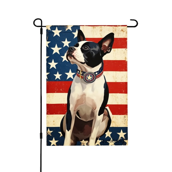 Amhnf Boston Terrier American Flag Garden Flag For Home Outdoor Garden Yard Decor 12x18 inch