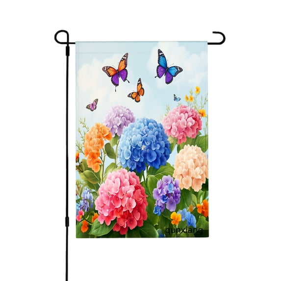 Amhnf Colorful Butterflies And Flowers Garden Flag For Home Outdoor Garden Yard Decor 12x18 inch