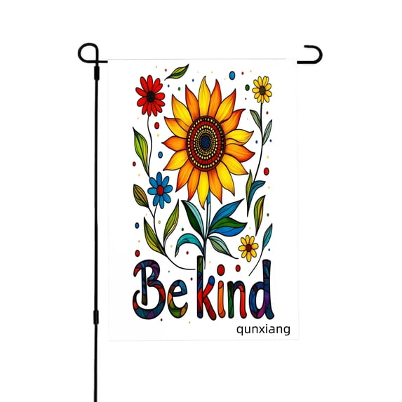 Amhnf Colorful Floral Garden Flag With Be Kind Message For Home Outdoor Garden Yard Decor 12x18 inch