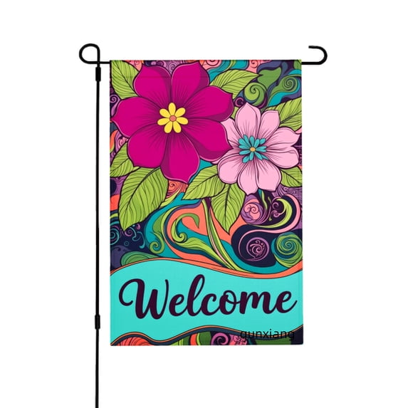 Amhnf Colorful Floral Welcome Garden Flag For Home Outdoor Garden Yard Decor 12x18 inch