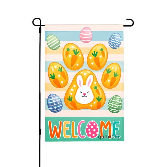 Amhnf Easter Bunny And Eggs Welcome Garden Flag For Home Outdoor Garden Yard Decor 12x18 inch