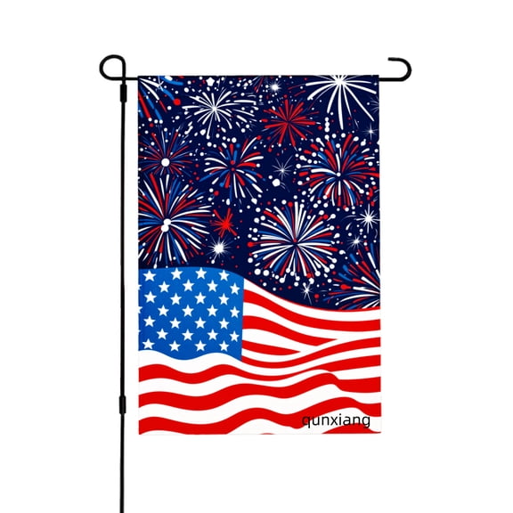 Amhnf Fireworks American Flag Garden Flag For Home Outdoor Garden Yard Decor 12x18 inch