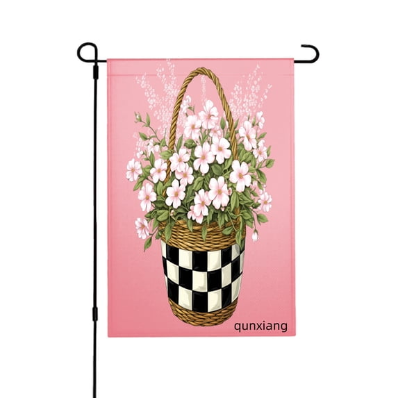 Amhnf Floral Basket Garden Flag For Home Outdoor Garden Yard Decor 12x18 inch