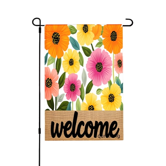 Amhnf Floral Welcome Garden Flag For Home Outdoor Garden Yard Decor 12x18 inch
