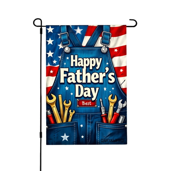 Amhnf Happy Fathers Day Best Tools Overalls American Flag Garden Flag For Home Outdoor Garden Yard Decor 12x18 inch