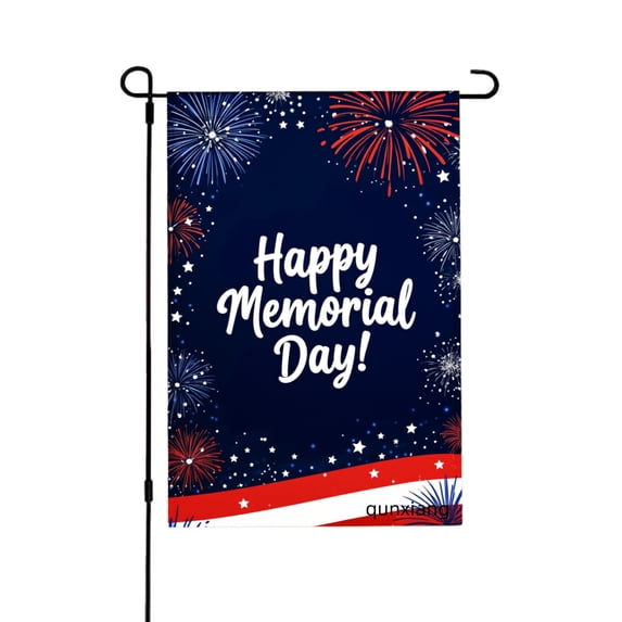 Amhnf Happy Memorial Day Fireworks Garden Flag For Home Outdoor Garden Yard Decor 12x18 inch