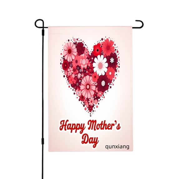 Amhnf Happy Mothers Day Floral Heart Garden Flag For Home Outdoor Garden Yard Decor 12x18 inch