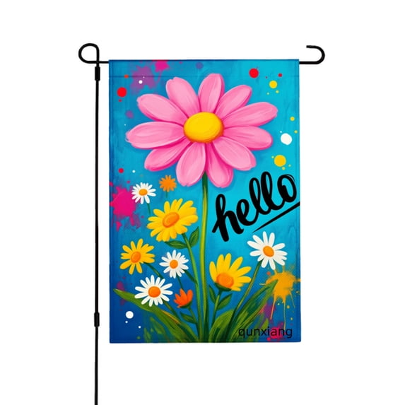 Amhnf Hello Flower Garden Flag For Home Outdoor Garden Yard Decor 12x18 inch