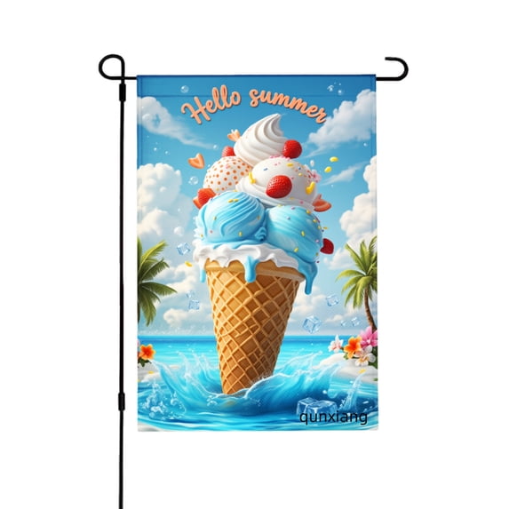 Amhnf Hello Summer Ice Cream Garden Flag For Home Outdoor Garden Yard Decor 12x18 inch