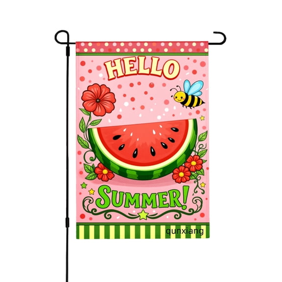 Amhnf Hello Summer Watermelon Bee Garden Flag For Home Outdoor Garden Yard Decor 12x18 inch