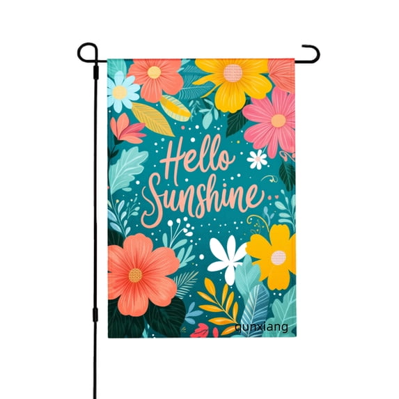 Amhnf Hello Sunshine Floral Garden Flag For Home Outdoor Garden Yard Decor 12x18 inch