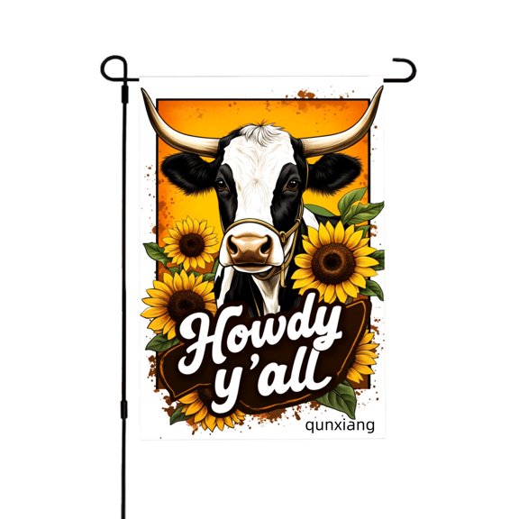 Amhnf Howdy Yall Cow Sunflower Garden Flag For Home Outdoor Garden Yard Decor 12x18 inch