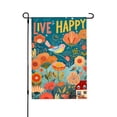 thumbnail image 1 of Amhnf Live Happy Floral Garden Flag With Bird And House Design For Home Outdoor Garden Yard Decor 12x18 inch, 1 of 5