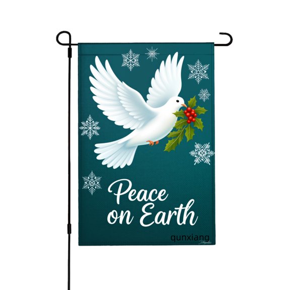 Amhnf Peace On Earth White Dove With Holly Garden Flag For Home Outdoor Garden Yard Decor 12x18 inch