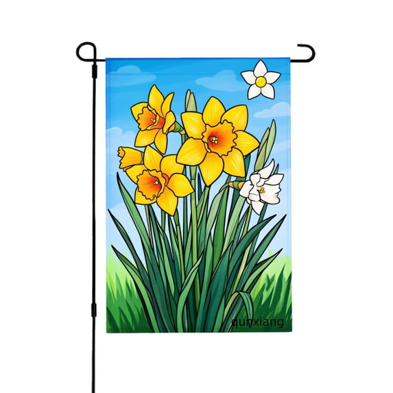 Amhnf Spring Daffodil And Daisy Garden Flag For Home Outdoor Garden Yard Decor 12x18 inch